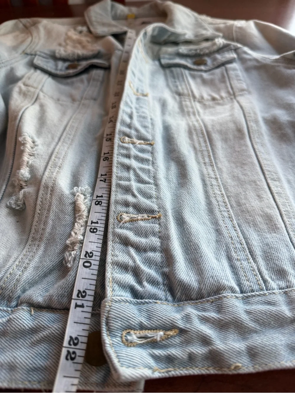 Fashion Nova Light Wash Distressed Denim Jacket